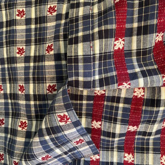 Bobbie Brooks Vintage Maple Leaf Blue Plaid Button Front shirt Large - Picture 7 of 7